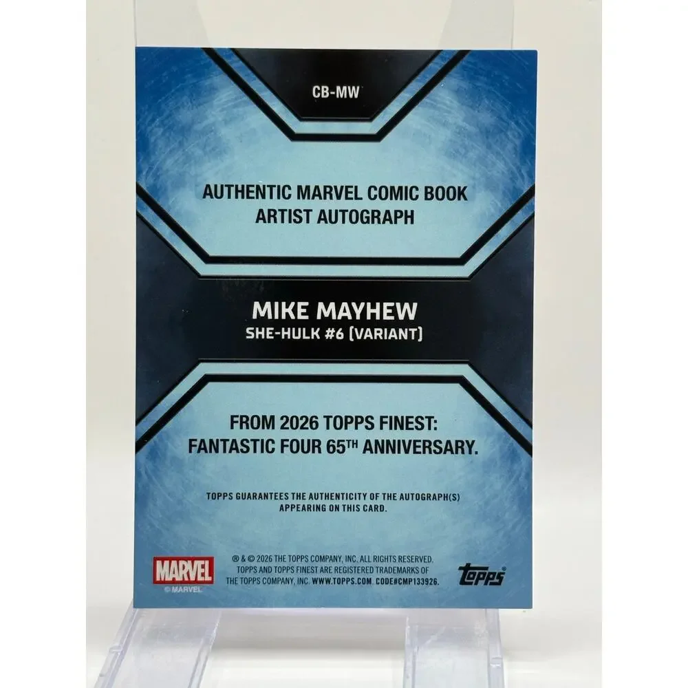 2026 Topps Finest Fantastic Four Mike Mayhew She-Hulk Artist Gold Auto 7/50 SP